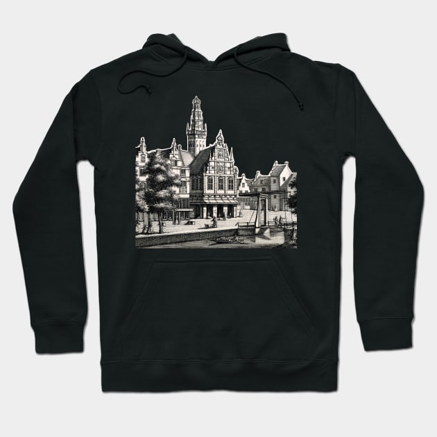 River city and boats in the 19th century Hoodie by Marccelus